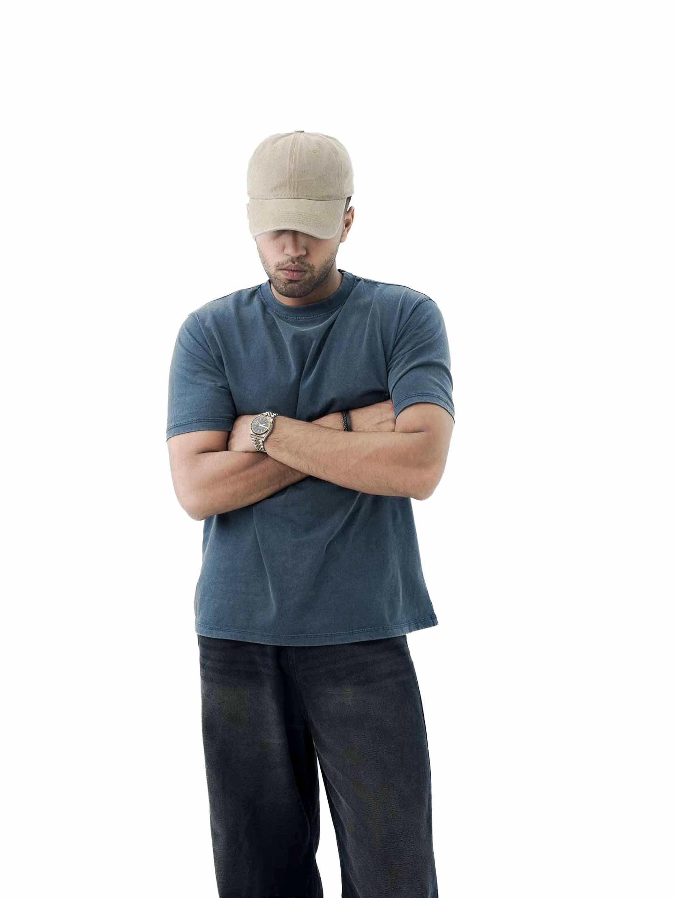 Plain Washed Denim Essential Tee